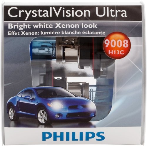 Philips 9008 / H13 Crystal Vision Ultra Upgrade Headlight Bulb, 2 Pack - Automotive Headlight