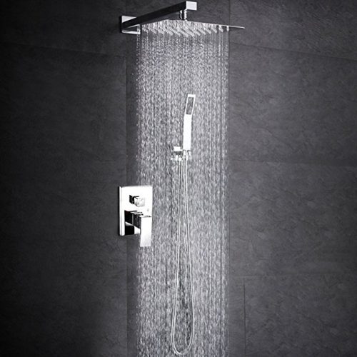 SR SUNRISE SRSH-F5043 Bathroom Luxury Rain Mixer Shower Combo Set Wall Mounted Rainfall Shower Head System Polished Chrome (Contain Shower faucet valve body and trim) - Rain Shower Heads