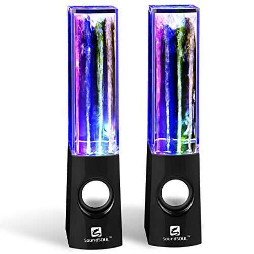 SoundSOUL Water Dancing Speakers Light Show Water Fountain Speakers LED Speakers (3.5mm Audio Plug, 4 Colored LED Lights, Portable Speakers) - White - Water Speakers