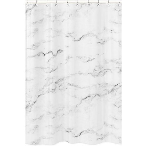 Sweet Jojo Designs Modern Grey, Black and White Marble Bathroom Fabric Bath Shower Curtain- Shower Curtain