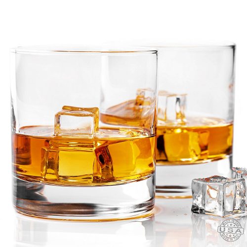 Taylor'd Milestones Whiskey Glass, Premium 10 oz Scotch Glasses, Set of 2 Rocks Style Glassware for Bourbon and Old Fashioned Cocktails - Highball Glass