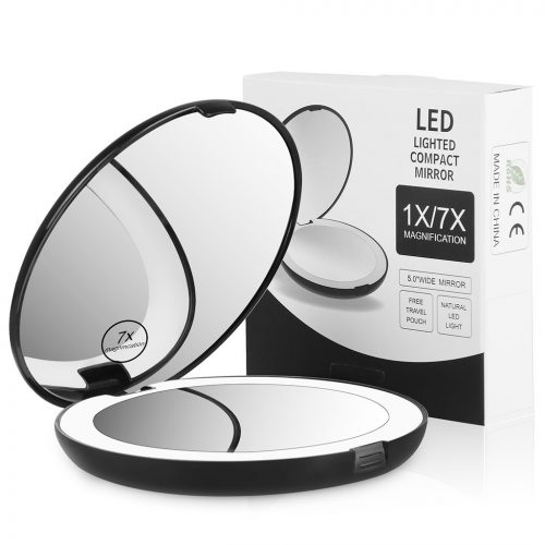 Terresa Lighted Travel Makeup Mirror - Ring Lighted Mirrors
