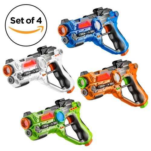 Toydaloo Set of 4 Infrared Laser Tag Guns, 4 Player Indoor and Outdoor Team Game - Laser Tag Guns