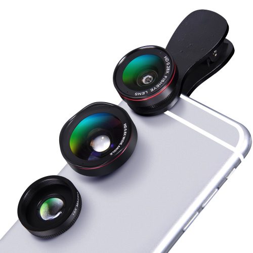 Universal iPhone Camera Lens Kit – Luxsure 3 in 1 Clip on Cell Phone Lens 100° Wide Angle Lens + 15x Macro Lens + 0.28x Fisheye Lens for iPhone 8/X/7 plus/7/6s/6s plus /SE/5 & Most Android Smartphones - Smartphones Fisheye Lens