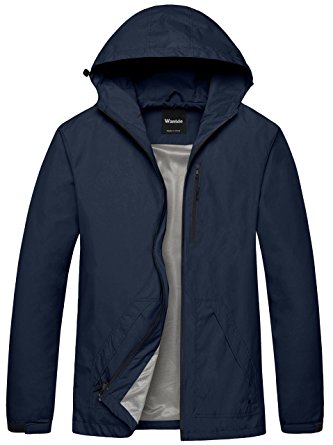 Wantdo Men's Packable Hooded Solid Color Skin Shell Jacket With UV Protect US Medium Navy - Windbreaker jackets