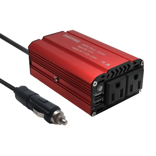 Car Power Inverter 400W, Auto Inverter DC 12 volt to 110v, DC to AC Converter for Car Battery, Modified Sine Wave Inverter 400W for Car with 2 AC Outlets ＆ 4.8A Dual USB Charging Ports
