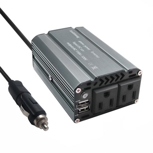 400W Car Power Inverter, BrightUp Car Converter DC 12V to AC 110V with 4.8A Dual USB Car Adapter ＆ 2 AC Outlets Charge Our