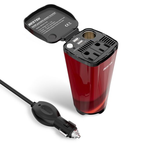 BESTEK 200W Car Power Inverter with 2 AC Outlets and 4.5A Dual USB Charging Ports Car Adapter with Car Cigarette Lighter Socket