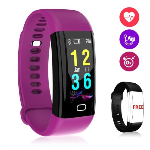 Fitness Tracker, Color Screen Fitness Watch, Sunlight Readable Heart Rate and Blood Pressure Monitor, Waterproof Activity Tracker Smart Watch with Replacement Band for Women Men Kids