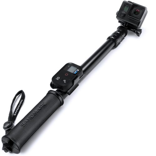 SANDMARC Pole - Black Edition: 17-40” Waterproof Extension Pole (Selfie Stick) for GoPro Hero 6, Hero 5, 4, Session, 3+, 3, 2, & HD Cameras - with Remote Clip (Mount)