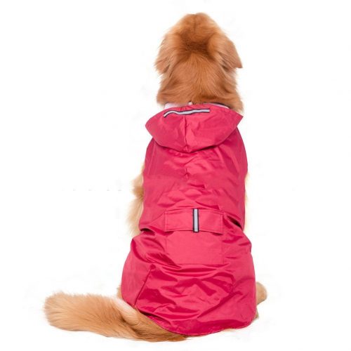 Elite fashion Nylon waterproof fabric hooded dog raincoat, Suit for Small Medium Large Dogs, Red/Blue