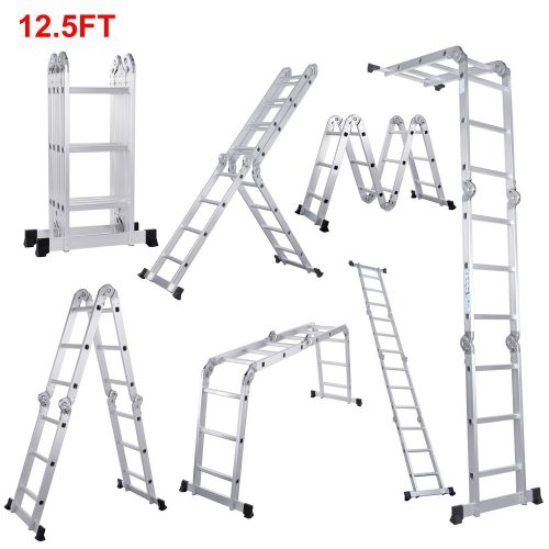 Lifewit 12.5ft Folding Ladder Aluminum Extension 7 in 1 Multi Purpose Extendable Platform Scaffold Heavy Duty