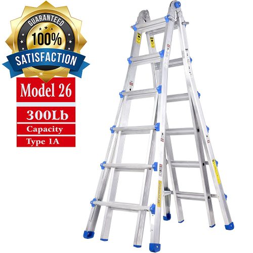 TOPRUNG 26 ft. Aluminum Extension Multi-Purpose Ladder with 300 lb. Load Capacity Type 1A Duty Rating