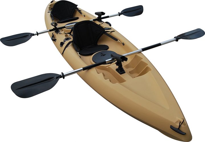 BKC UH-TK181 12.5 foot Sit On Top Tandem Fishing Kayak Paddles and Seats included 