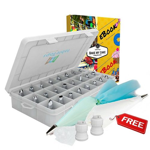 Cake Decoration Tips-37 Piece-The ONLY KIT With BONUS Reusable Silicone. EASY TO SET & USE-Baking Tool Supply. Professional Icing Tips-Piping Cake Nozzle - Cake Decorating Kit