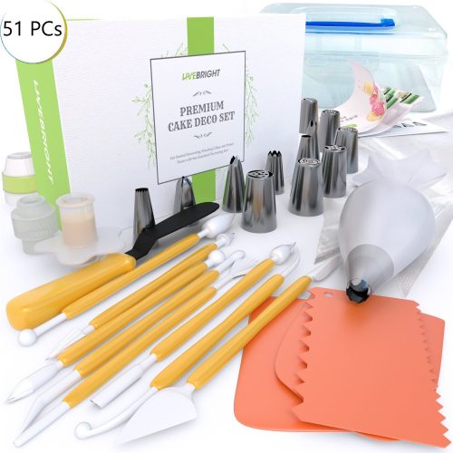 Live Bright Cake Decorating Kit | 51 Pieces Bakery Supplies Set 