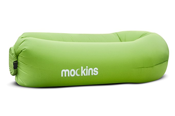 Mockins Inflatable Lounger Hangout Sofa With Travel Bag The Portable Inflatable Air Lounger Couch is perfect for Indoor And Outdoor Use Inflatable Air Chair For Camping Beach & Lake Or Pool - Blue … - Inflatable Couch