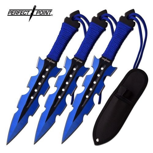 PERFECT POINT THROWING KNIFE SET 7.5" OVERALL JAGGED SERRATED BLADE - Throwing Knives