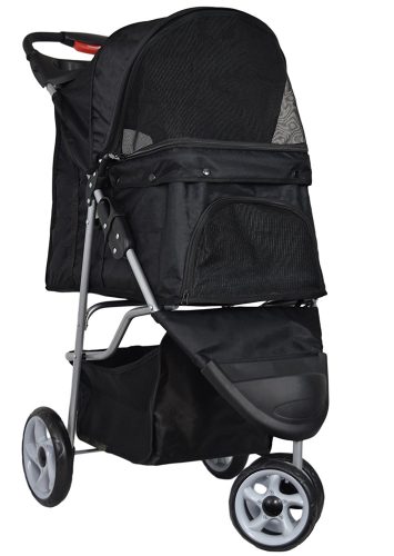 VIVO Three Wheel Pet Stroller, for Cat, Dog and More, Fordable Carrier Strolling Cart, Multiple Colors