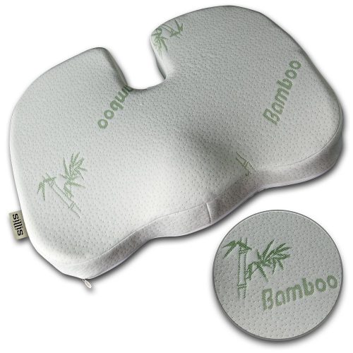 Seat Cushion, Sillis - WOW! Sitting at Your Computer Without Pain in Your Coccyx or Tailbone Area is Now Possible INSTANTLY! - Our Best, Firm, Memory Foam is Encased in a Luxurious Bamboo Material 