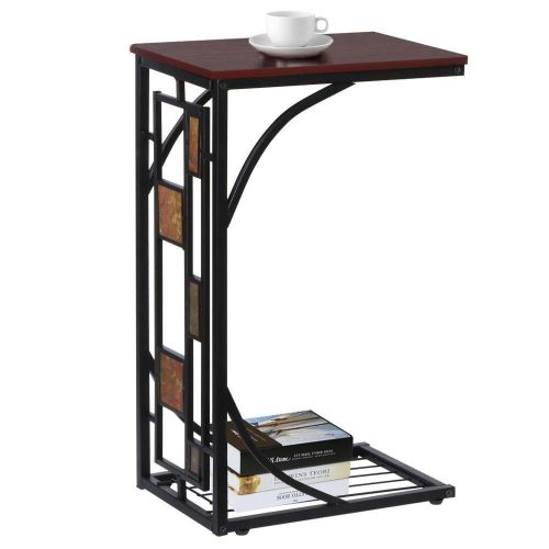 Topeakmart C-shaped Side Sofa Snack Table Coffee Tray End Table Living Room Furniture.