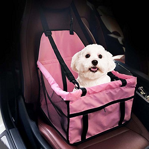 Car Booster Seat for Dog, Genworth Folding Pet car Seats Cat car Travel Safety Seat Pet carrier bag portable with clip-on Safety Leash and Zipper Storage Pocket for 11 Pound Pet