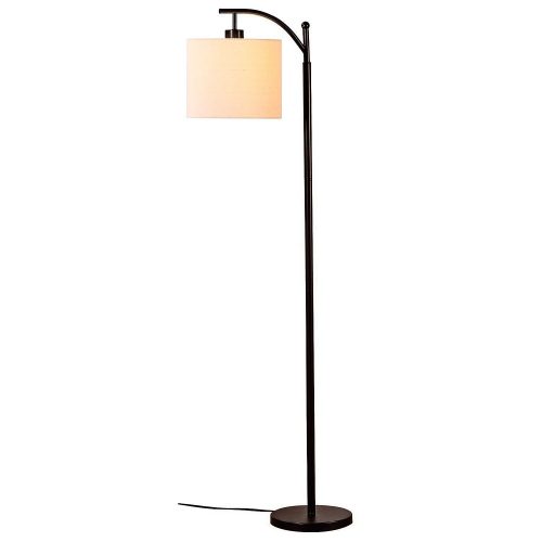 Brightech Montage LED Floor Lamp- Classic Arc Floor Lamp with Hanging Lamp Shade - Tall Industrial Uplight Lamp for Living Room, Family Room, Office or Bedroom, Energy Saving and Long Lasting- Black