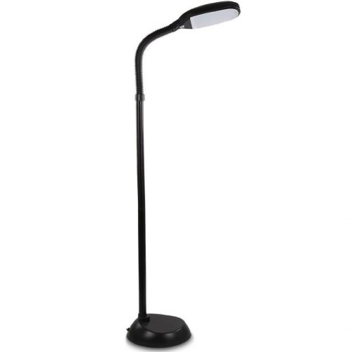 Brightech Litespan LED Reading and Craft Floor Lamp - Dimmable Full Spectrum Natural Daylight Sunlight LED Standing Light with Gooseneck for Living Room Sewing Bedroom Office Task – Black