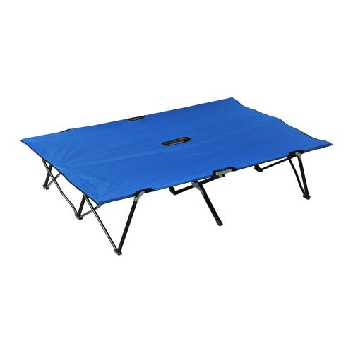 Outsunny 76" Two Person Double Wide Folding Camping Cot - Blue
