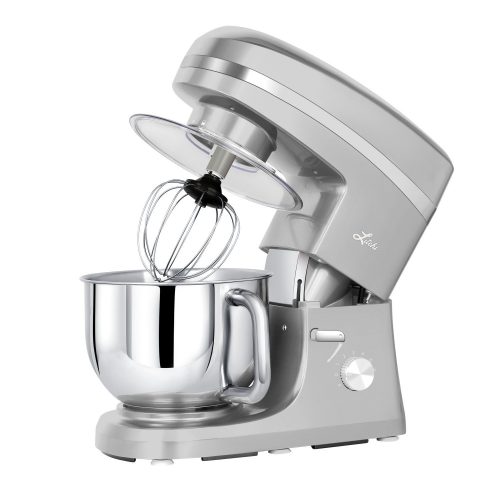 Litchi Stand Mixer, 5.5 Qt. Kitchen Mixer 650W 6 Speed Tilt-Head Stand Mixer with Splashguard, Stainless Steel Bowl, Beaters, Whisk, Dough Hook, Silver