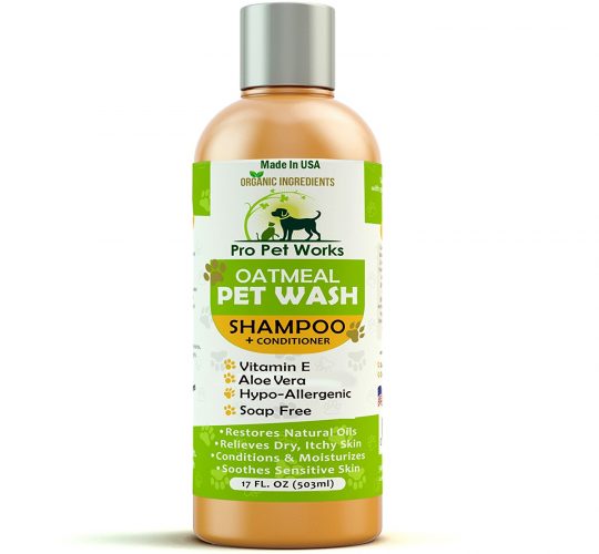 Pro Pet Works Natural Oatmeal Dog Shampoo + Conditioner In One For Dogs And Cats-Hypoallergenic And Soap Free With Aloe For Allergies & Sensitive Itchy Skin-Organic, Antifungal Blend17oz