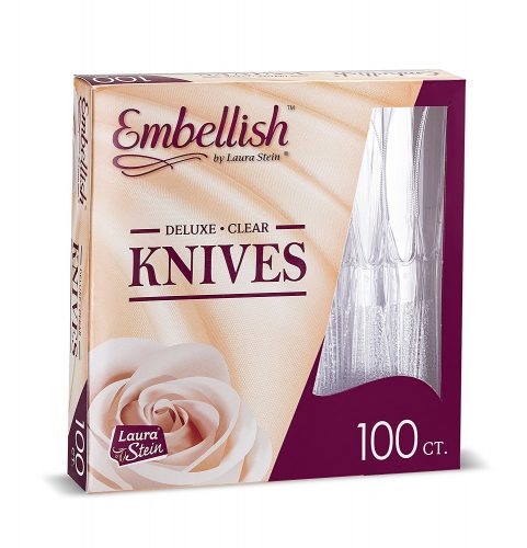 Embellish Cutlery Deluxe Heavy Weight Clear Plastic Knives 100 Knives In A Box