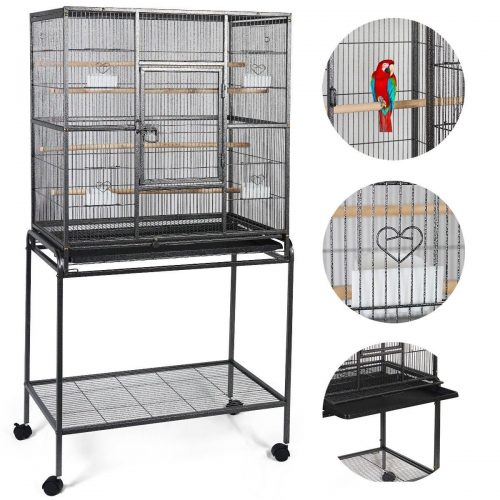 Giantex Bird Parrot Cage Chinchilla Cockatiel Conure Large W/stand Overall 32"x18"x64"