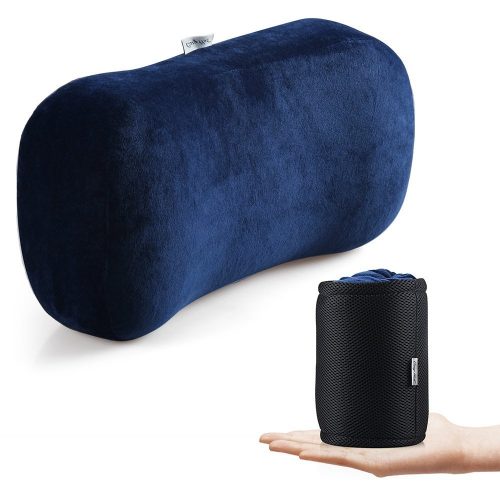 Portable Memory Foam Camping Pillow Travel Pillow Ergonomic Sleeping Bed Pillow for Good Night Sleep Cervical Curved Neck Support for Travel Camping Hiking Car Seat Plane Lumbar Support16.5LX7.8W