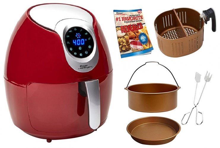 Power Air Fryer XL Deluxe - 3.4 QT, Red Electric Programmable AirFryer For Healthy Fried Food With Less or No Oil, 7 One Touch Presets For Your Favorite Recipe