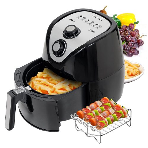 Secura 1500 Watt Large Capacity 3.2-Liter, 3.4 QT., Electric Hot Air Fryer and additional accessories; Recipes,BBQ rack and Skewers