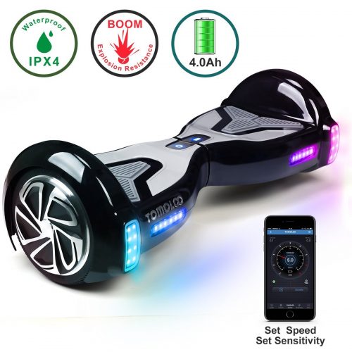 TOMOLOO Hoverboard with Bluetooth Speaker Smart Scooter Two-Wheel Self Balancing Electric Scooter and Lights - Black Hover Board with UL2272 Certified for for Adults and Children