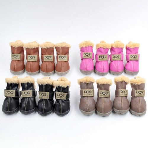 Ship From USA Dog Australia Boots Pet Antiskid Shoes Winter Warm Skidproof Sneakers Paw Protectors 4-pcs Set with 1pc Hair Ring