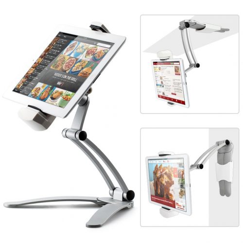 Kitchen Tablet Mount Stand iKross 2-in-1 Kitchen Wall / Countertop Desktop Mount recipe Holder Stand For 7 to 13 Inch Tablet fits 2017 iPad Pro 12.9 / 9.7 / Air / Mini, Surface Pro, Nintendo Switch