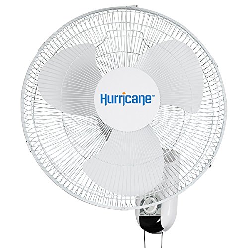 Hurricane Wall Mount Fan - 16 Inch | Classic Series | Wall Fan with 90 Degree Oscillation, 3 Speed Settings, Adjustable Tilt - ETL Listed, White