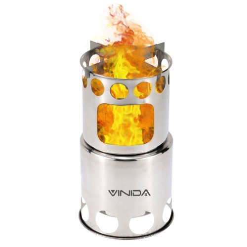 Wood Burning Camping Stove - Updated Collapsible Lightweight Survival Backpacking Stove for Camping Hiking Climbing and Fishing