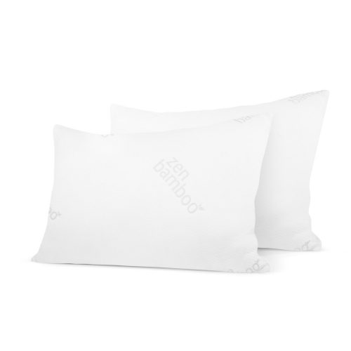 Zen Bamboo Ultra Plush Gel Pillow - (2 Pack Queen) Premium Gel Fiber Pillow with Cool & Breathable Bamboo Cover - Dust Mite Resistant & Hypoallergenic 