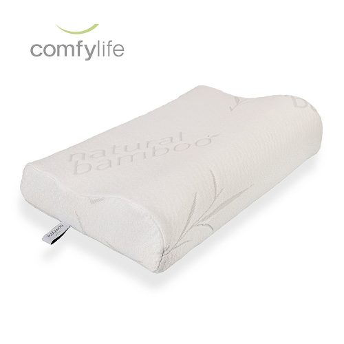 Hypoallergenic Bamboo Memory Foam Contour Pillow - Antimicrobial Dust Mite Resistant A Firm Flexible Therapeutic Posturepedic Pillow for Sound Sleep and Reduced Neck and Shoulder Pain (20 x 12 in)