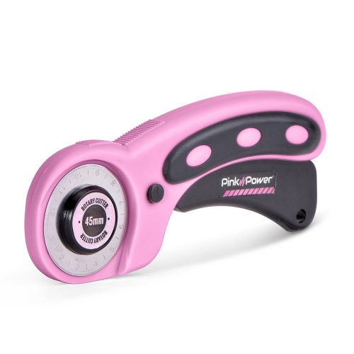 Pink Power 45mm Rotary Cutter for Fabric, Scrapbooking, Quilting and Sewing - Fabric Cutters