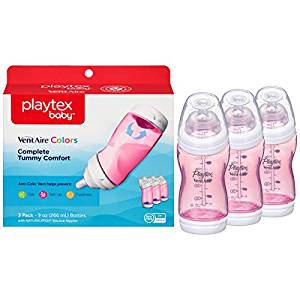 Playtex Baby Ventaire Anti Colic Baby Bottle, BPA Free, Pink, 9 Ounce - 3 Pack - Baby Bottles