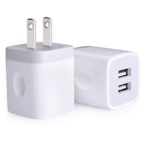 USB Wall Charger, Charger Adapter, Ailkin 2-Pack 2.1Amp Dual Port Quick Charger Plug Cube for iPhone 7/6S/6S Plus/6 Plus/6/5S/5, Samsung Galaxy S7/S6/S5 Edge, LG, HTC, Huawei, Moto, Kindle and More - USB Wall Chargers