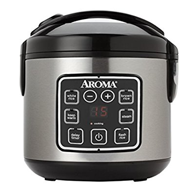 Aroma Housewares ARC-914SBD 8-Cup (Cooked) Digital Cool-Touch Rice Cooker and Food Steamer, Stainless Steel - Food Steamers