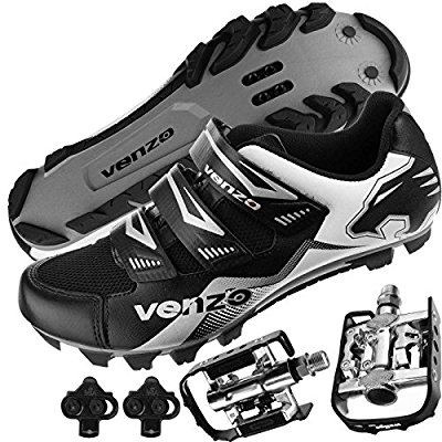 Venzo Mountain Bike Bicycle Cycling Shimano SPD Shoes + Multi-Use Pedals - Cycling Shoes For Men