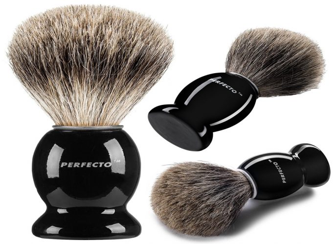 Perfecto 100% Pure Badger Shaving Brush-Black Handle- Engineered for the Best Shave of Your Life. For, Safety Razor, Double Edge Razor, Straight Razor or Shaving Razor, Its the Best Badger Brush - Shaving Brush