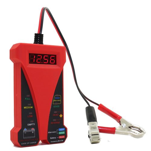 MOTOPOWER MP0514C 12V Digital Battery Tester Voltmeter and Charging System Analyzer with LCD Display and LED Indication - RED VERSION